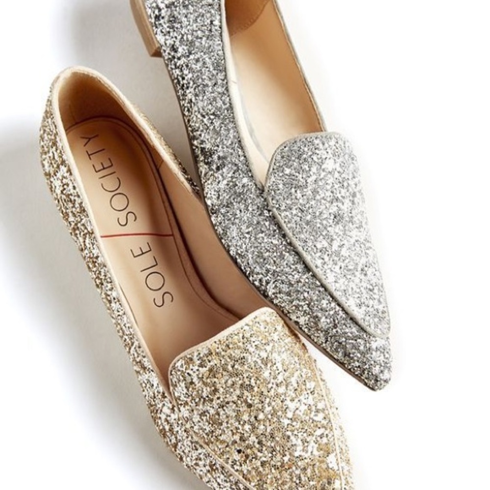 Sole Society Camilla Women's Sparkle Loafers - Silver